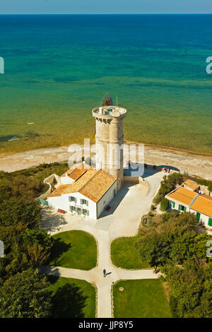 Die alten (1682) Phare des Baleines (Leuchtturm der Wale) & Museum, W Spitze der Insel. Ile de Ré, Charente-Maritime, Frankreich Stockfoto