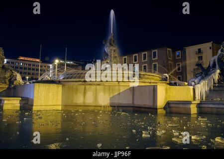 Piazza Esedra Roma in Una Veste Ghiacciata Freddo Romano del, 2017 Stockfoto