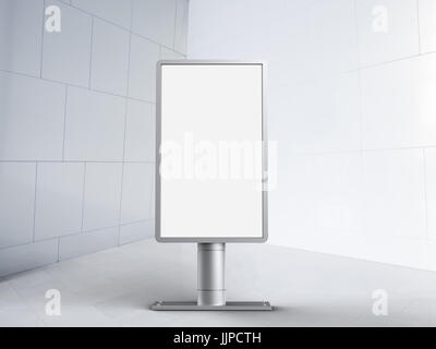 3D Rendering vertikale Plakatwand mit weißen Fliesen Hintergrund Stockfoto