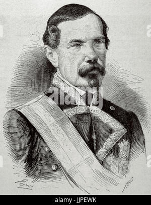 Felix Maria de Messina Iglesias (1798-1872). Spanischer Militär. Kapitän-General von Puerto Rico. Kupferstich von Paris. Die spanischen und amerikanischen Illustration, 1872 Stockfoto