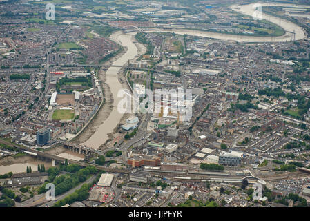 Eine Luftaufnahme von Newport, South Wales, UK Stockfoto