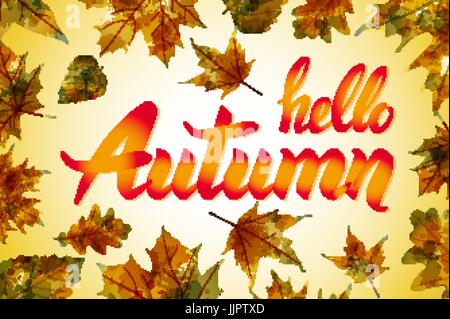 Natur Blatt Hallo, Herbst. Aquarell orange Textur. Vektorgrafiken Stock Vektor