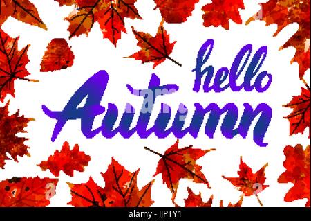 Natur Blatt Hallo, Herbst. Aquarell orange Textur. Vektorgrafiken Stock Vektor