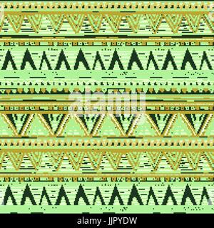 Vektor Musterdesign mit abstrakten Ornamenten folk. Ethnische nahtlose grüne Kunst Stock Vektor