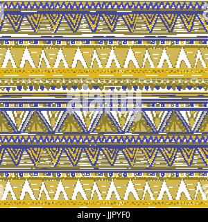 Stammes-nahtlose geometrische Muster, ethnische Motive im folk-Stil, Textur, Hintergrund. gelbe ethnischen nahtlose Vektorgrafiken Stock Vektor