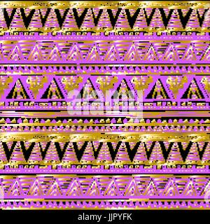 Sich überschneidende gebogene Linien und Schriftrollen. nahtlose Blumenmuster. Vektor-Illustration. Gold auf violett. für Design Einladung, Textil, Tapete. moderne Stock Vektor