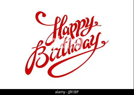 Happy Birthday Schriftzug Kalligraphie Vektorgrafiken rote Karte Stock Vektor
