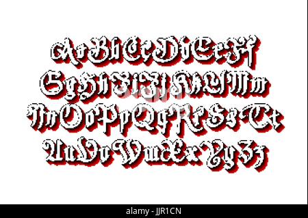 Gebrochenen gotischen Schrift handgezeichneten Schrift Kunst Vektor Stock Vektor