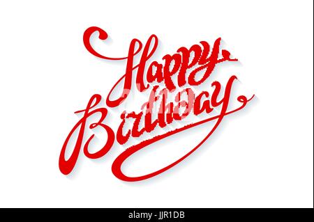 Happy Birthday Schriftzug Kalligraphie Vektorgrafiken rote Karte Stock Vektor