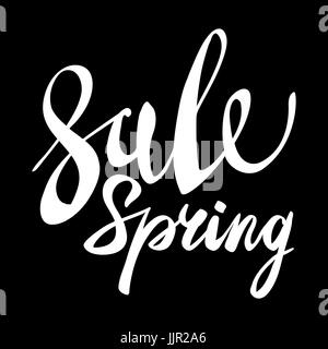 Frühling-Verkauf Schriftzug Typografie Design. Vector Frühling Verkauf Schriftzug-Logo. Hand gezeichnet Frühling Verkauf Schriftzug Banner. Vektor isoliert Frühling Typografie Stock Vektor