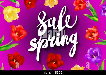 Big Spring Sale! Frühling schöne moderne Kalligraphie. Isoliert auf weiss für die einfache Nutzung. Kunst Stock Vektor