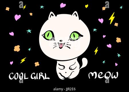Süße Katze Illustration für T-shirt oder sonstige Zwecke, in Vektor. Kunst Stock Vektor