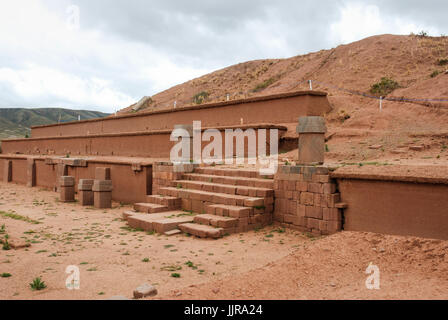 Tiwanaku oder Tiahuanaco, präkolumbische archäologische Stätte, Bolivien, Südamerika, UNESCO-Weltkulturerbe Stockfoto