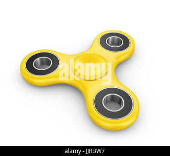 Spinner von gelber Farbe auf weißem Hintergrund. 3D-Rendering. Stockfoto