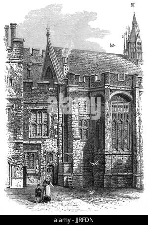 1870: College Hall am Eton College, einem unabhängigen englischen Internat für jungen 1440 von König Henry VI als 'The King College von unserer lieben Frau von Eton neben Wyndsor', Eton, Berkshire, in der Nähe von Windsor in England gegründet. Stockfoto