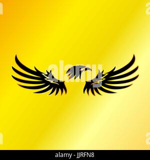 Schwarzer Adler mit goldenem Hintergrund, Vektor, Abbildung Stock Vektor