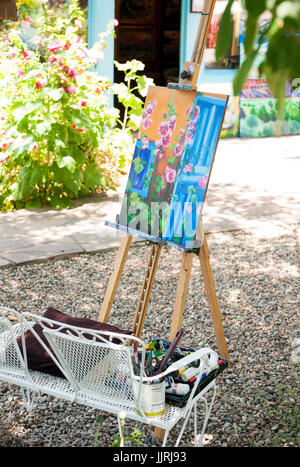 Plein Air Malerei in Taos, New Mexico. Stockfoto