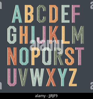 Vintage Kinder Alphabet. Bunte Vektor Buchstaben Stock Vektor