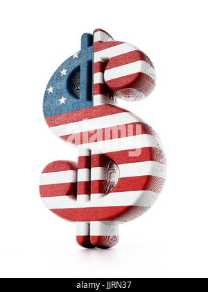 Dollarzeichen amerikanische Flagge Textur zugeordnet. 3D Illustration. Stockfoto