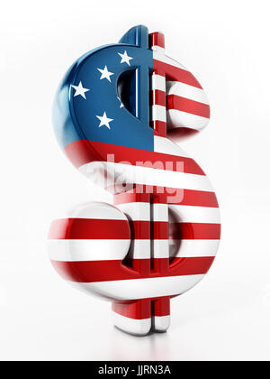 Dollarzeichen amerikanische Flagge Textur zugeordnet. 3D Illustration. Stockfoto