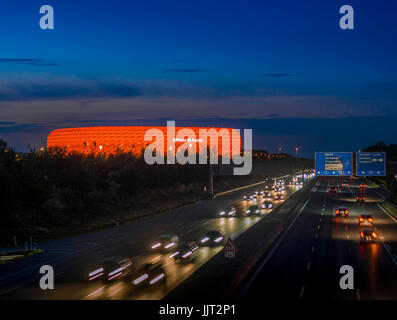 Berühmte Fußballstadion Allianz Arena in München, Bayern, Deutschland, Europa Stockfoto