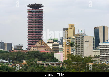 Skyline von Nairobi mit Kenyatta International Convention Centre KICC, Kenia Stockfoto