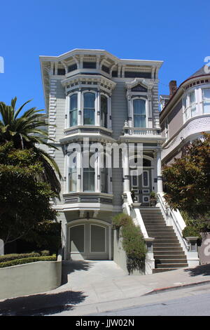 Italianate Haus, gebaut 1870 s-80 s, Lower Pacific Heights, obere Fillmore, San Francisco, Kalifornien Stockfoto