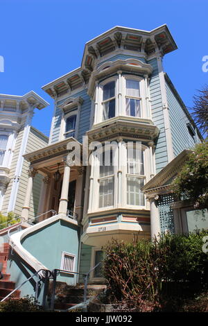 Italianate Haus erbaut 1875-85, Lower Pacific Heights, obere Fillmore, San Francisco, Kalifornien Stockfoto