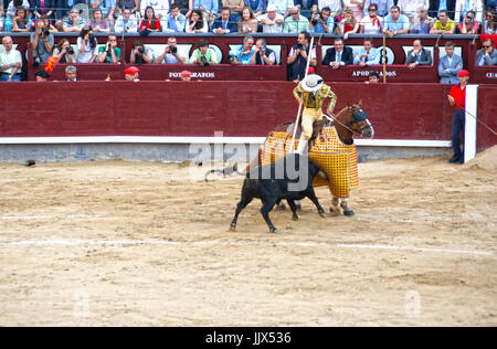 Picador En Una Corrida de la Plaza de Toros de Las Ventas. Madrid. España Stockfoto