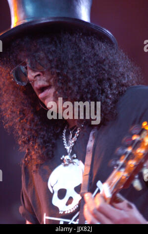 Gitarrist Slash Velvet Revolver durchführen 2007 KROQ LA Invasion Home Depot Center Carson, Kalifornien. Stockfoto