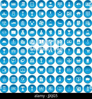 100 Business Icons set blau Stock Vektor