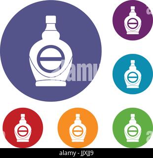 Ahornsirup in Glas Flasche Icons set Stock Vektor