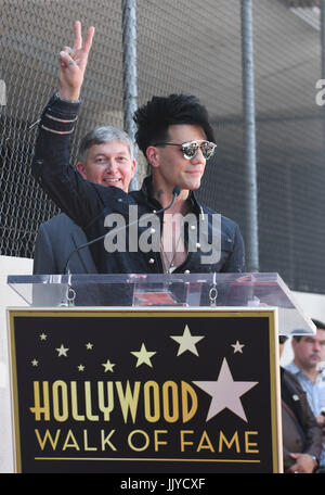 Los Angeles, USA. 20. Juli 2017. Magier Criss Angel spricht während der Zeremonie auf dem Hollywood Walk of Fame in Los Angeles, USA, am 20. Juli 2017 zu Ehren Stern. Bildnachweis: Nick Ut/Xinhua/Alamy Live-Nachrichten Stockfoto