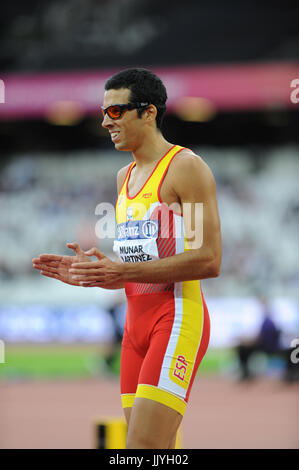 London, UK. 20. Juli 2017. Joan Sienna Martínez (ESP) suchen glücklich da er seine Zeit für die Männer 200 prüft m T12 Halbfinale bei der WM Para Leichtathletik im Stadion London, Queen Elizabeth Olympic Park. Martínez qualifiziert ins Finale mit einer persönlichen Bestzeit von 22.26secs. Bildnachweis: Michael Preston/Alamy Live-Nachrichten Stockfoto