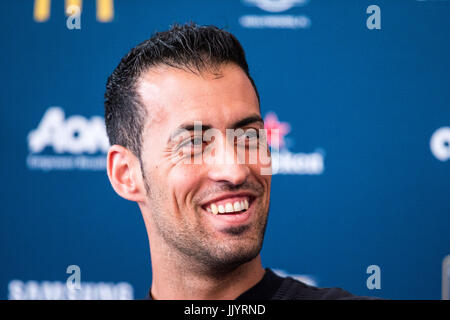 Harrison, USA. 21. Juli 2017. Sergio Busquet von Barcelona während einer Pressekonferenz am Vortag der internationalen Champions Cup match bei der Red Bull Arena in der Stadt von Harrison in den Vereinigten Staaten am Freitag, 21.  (FOTO: WILLIAM VOLCOV/BRASILIEN PHOTO PRESS) Bildnachweis: Brasilien Foto Presse/Alamy Live-Nachrichten Stockfoto