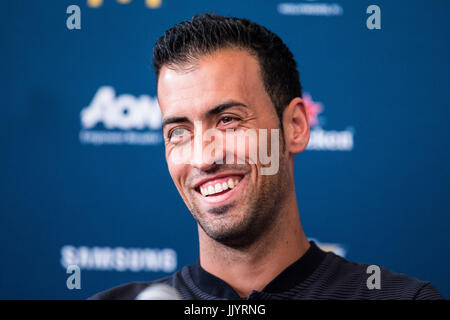 Harrison, USA. 21. Juli 2017. Sergio Busquet von Barcelona während einer Pressekonferenz am Vortag der internationalen Champions Cup match bei der Red Bull Arena in der Stadt von Harrison in den Vereinigten Staaten am Freitag, 21.  (FOTO: WILLIAM VOLCOV/BRASILIEN PHOTO PRESS) Bildnachweis: Brasilien Foto Presse/Alamy Live-Nachrichten Stockfoto