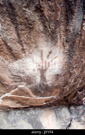 Alte Aborigines Handdrucke, Kakadu Australien Stockfoto