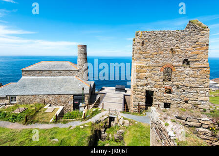 Post in der Levante, Cornwall, Großbritannien - 04 May 2017: der Levante Mine liegt an der Küste in der Nähe von Lower trewellard gelegen. Stockfoto