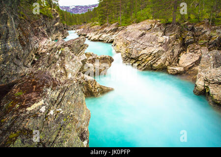 Gebirgsfluss. Hordaland, Norwegen. Stockfoto