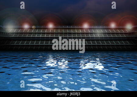 3D Rendering-Schwimmbad mit Stadion-Hintergrund Stockfoto