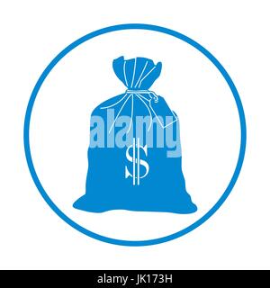 Stilisierte Symbol einer verknoteten Tasche mit Geld. Design für Banner, Poster oder Druck. Stock Vektor