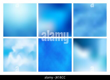 Satz von blau abstrakt bunt verschwommen Vektor-Hintergründe Stock Vektor