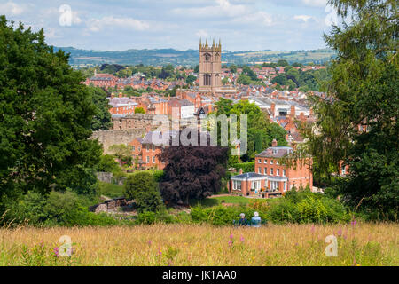 Kirche St Laurence aus Whitcliffe gemeinsamen, Shropshire. Stockfoto