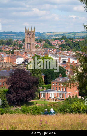 Kirche St Laurence aus Whitcliffe gemeinsamen, Shropshire. Stockfoto