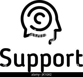 Support-Vektor-Logo. Lineare Rede Chatsymbol. Gehirn-Sturm-Design-Konzept. Stock Vektor