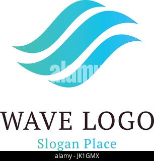 Wellig Welle in runder Form, rot und blau Feder-Logos. Isolierte abstrakt dekorative Logo setzen, Design-Element-Vorlage auf weißem Hintergrund Stock Vektor