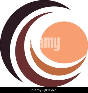 Welle und Creme Farbe-Sonne, Sonnenuntergang und Sonnenaufgang Logo. Isolierte abstrakt dekorative Logo, Design-Element-Vorlage auf weißem Hintergrund Stock Vektor