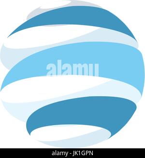 Abstrakter blau global Planet abgestreift Vektor-Logos-Vorlage. Rotierenden blauen Streifen, kreisförmige Planeten in Bewegung um die eigene Achse. Sonstige Universal isoliert Logo. Stock Vektor