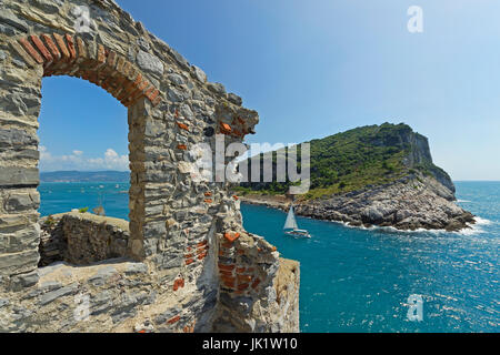 Blick von St. Pietro Kirche, Portovenere, Italien. Stockfoto