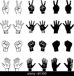 Offene leere Hände halten schützen geben Gesten Icons Set isoliert Vektor-illustration Stock Vektor